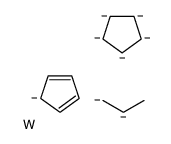 cyclopenta-1,3-diene, cyclopentane, propane, tungste结构式