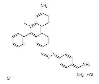 4-[[(3-amino-5-ethyl-6-phenylphenanthridin-5-ium-8-yl)amino]diazenyl]benzenecarboximidamide,chloride,hydrochloride结构式