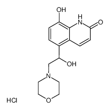 5-(1-hydroxy-2-morpholinoethyl)-8-hydroxycarbostyril hydrochloride Structure