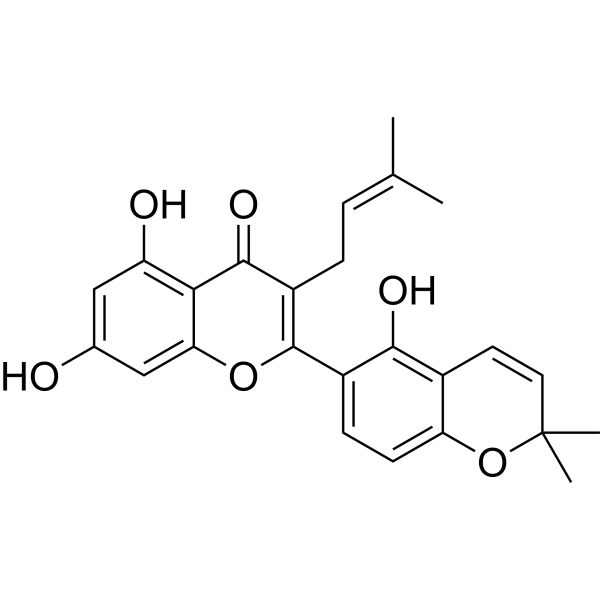 5,7-Dihydroxy-2-(5-hydroxy-2,2-dimethyl-2H-1-benzopyran-6-yl)-3-(3-methyl-2-butenyl)-4H-1-benzopyran-4-one picture