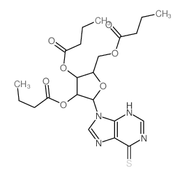 9H-Purine-6-thiol, 9-.beta.-D-ribofuranosyl-, 2,3, 5-tributyrate结构式