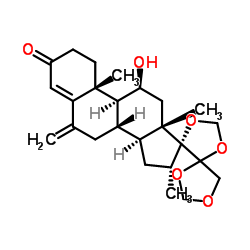 11β-羟基-16α-甲基-6-亚甲基-17,20：20,21-双(亚甲基二氧基)-孕甾-4-烯-3-酮图片