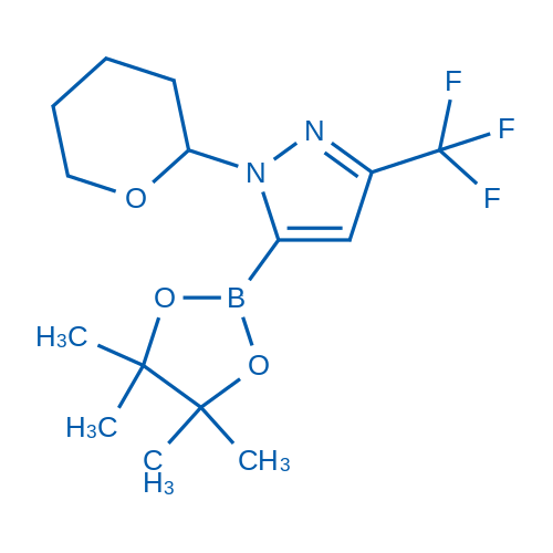 1-(Tetrahydro-2H-pyran-2-yl)-5-(4,4,5,5-tetramethyl-1,3,2-dioxaborolan-2-yl)-3-(trifluoromethyl)-1H-pyrazole structure