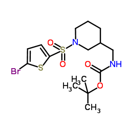 2-Methyl-2-propanyl ({1-[(5-bromo-2-thienyl)sulfonyl]-3-piperidinyl}methyl)carbamate结构式