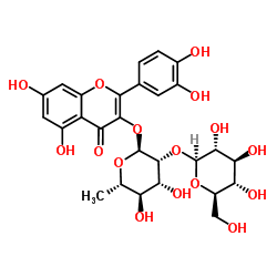 Quercetin 3-O-beta-D-glucosyl-(1->2)-rhamnoside structure