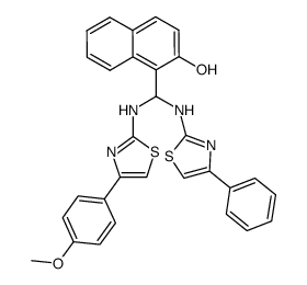 1-{[4-(4-methoxy-phenyl)-thiazol-2-ylamino]-(4-phenyl-thiazol-2-ylamino)-methyl}-naphthalen-2-ol Structure