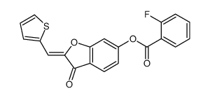 [3-oxo-2-(thiophen-2-ylmethylidene)-1-benzofuran-6-yl] 2-fluorobenzoate结构式