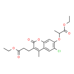 ethyl 2-[6-chloro-3-(3-ethoxy-3-oxopropyl)-4-methyl-2-oxochromen-7-yl]oxypropanoate Structure