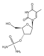 (2R,3S,5R)-2-(hydroxymethyl)-5-(5-methyl-2,4-dioxo-3,4-dihydropyrimidin-1(2H)-yl)tetrahydrofuran-3-yl phosphorodiamidate Structure