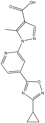 1-[4-(3-cyclopropyl-1,2,4-oxadiazol-5-yl)pyridin-2-yl]-5-methyl-1H-pyrazole-4-carboxylic acid结构式