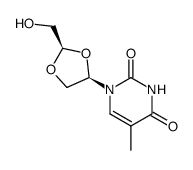 (-)-(2R,4R)-1-<2-(hydroxymethyl)-1,3-dioxolan-4-yl>thymine结构式