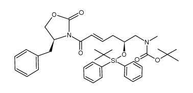 tert-butyl ((S,E)-6-((S)-4-benzyl-2-oxooxazolidin-3-yl)-2-((tert-butyldiphenylsilyl)oxy)-6-oxohex-4-en-1-yl)(methyl)carbamate结构式