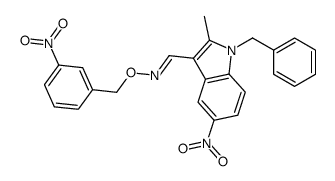 (E)-1-(1-benzyl-2-methyl-5-nitroindol-3-yl)-N-[(3-nitrophenyl)methoxy]methanimine结构式