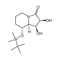 (1S,2S,8R,8aS)-8-((tert-butyldimethylsilyl)oxy)-1,2-dihydroxyhexahydroindolizin-3(2H)-one Structure