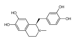 (R)-1-[(3,4-dihydroxyphenyl)methyl]-1,2,3,4-tetrahydro-2-methylisoquinoline-6,7-diol结构式