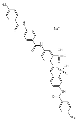 Benzenesulfonic acid,5-[(4-aminobenzoyl)amino]-2-[2-[4-[[4-[(4-aminobenzoyl)amino]benzoyl]amino]-2-sulfophenyl]ethenyl]-,disodium salt (9CI) structure