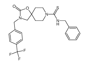 2-oxo-3-(4-trifluoromethylbenzyl)-1-oxa-3,8-diazaspiro[4.5]decane-8-carbothioic acid benzylamide结构式