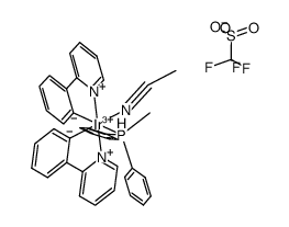 [Ir(2-phenylpyridinato)2(NCMe)(PPh2Me)][OTf]结构式