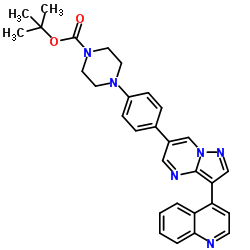 tert-butyl 4-(4-(3-(quinolin-4-yl)pyrazolo[1,5-a]pyrimidin-6-yl)phenyl)piperazine-1-carboxylate结构式