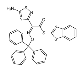 (Z)-(5-amino-[1,2,4]thiadiazol-3-yl)-trityloxyimino-thioacetic acid S-benzothiazol-2-yl ester结构式