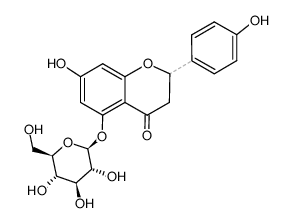 (Ξ)-5-β-D-glucopyranosyloxy-7-hydroxy-2-(4-hydroxy-phenyl)-chroman-4-one结构式