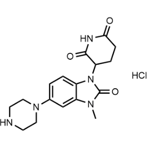 3-(3-甲基-2-氧代-5-(哌嗪-1-基)-2,3-二氢-1H-苯并[d]咪唑-1-基)哌啶-2,6-二酮盐酸盐结构式