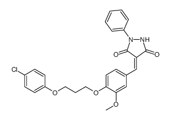 4-[[4-[3-(4-chlorophenoxy)propoxy]-3-methoxyphenyl]methylidene]-1-phenylpyrazolidine-3,5-dione Structure