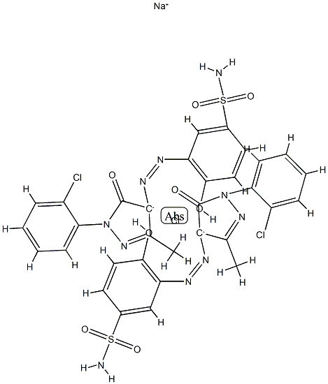 sodium bis[3-[[1-(2-chlorophenyl)-4,5-dihydro-3-methyl-5-oxo-1H-pyrazol-4-yl]azo]-4-hydroxybenzene-1-sulphonamidato(2-)]chromate(1-) structure