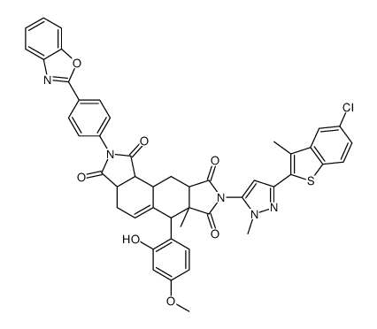 2-[4-(1,3-benzoxazol-2-yl)phenyl]-8-[5-(5-chloro-3-methyl-1-benzothiophen-2-yl)-2-methylpyrazol-3-yl]-6-(2-hydroxy-4-methoxyphenyl)-6a-methyl-4,6,9a,10,10a,10b-hexahydro-3aH-isoindolo[5,6-e]isoindole-1,3,7,9-tetrone Structure