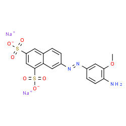 disodium 7-[(4-amino-3-methoxyphenyl)azo]naphthalene-1,3-disulphonate structure