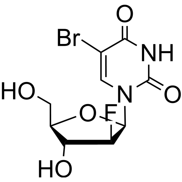 2,4(1H,3H)-Pyrimidinedione, 5-bromo-1-(2-deoxy-2-fluoro-β-D-arabinofuranosyl)- Structure