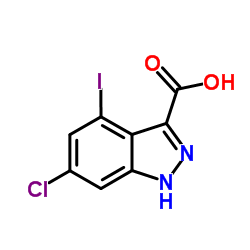 6-Chloro-4-iodo-1H-indazole-3-carboxylic acid结构式