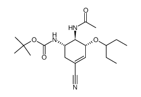 tert-butyl [(1S,5R,6R)-6-acetylamino-3-cyano-5-(1-ethylpropoxy)cyclohex-3-en-1-yl]carbamate结构式