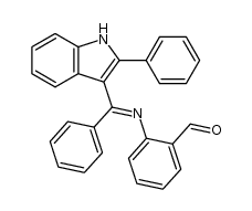 2-((phenyl(2-phenyl-1H-indol-3-yl)methylene)amino)benzaldehyde结构式
