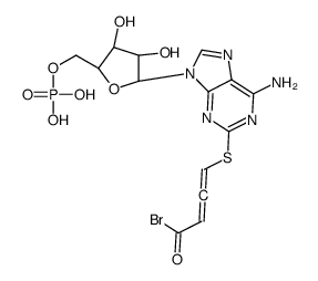 2-((4-bromo-2,3-dioxobutyl)thio)-adenosine 3'5'-cyclic monophosphate structure