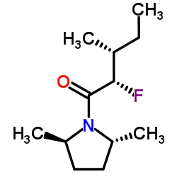 Pyrrolidine, 1-(2-fluoro-3-methyl-1-oxopentyl)-2,5-dimethyl-, [2R-[1(2S*,3R*),2alpha,5beta]]- (9CI) structure