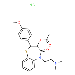 cis-3-acetoxy-5-[2-(dimethylamino)ethyl]-2,3-dihydro-2-(4-methoxyphenyl)-1,5-benzothiazepin-4(5H)-one monohydrochloride structure