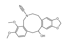 14-hydroxy-3,4-dimethoxy-5,6,7,8,14,15-hexahydrobenzo[e][1,3]dioxolo[4,5-k][3]benzazecine-6-carbonitrile结构式