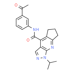 N-(3-acetylphenyl)-1-(propan-2-yl)-1,5,6,7-tetrahydrocyclopenta[b]pyrazolo[4,3-e]pyridine-4-carboxamide structure