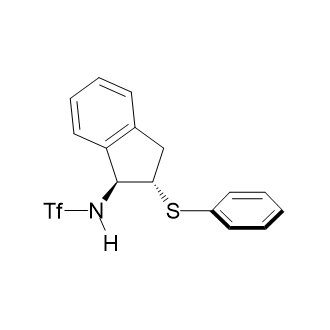 1,1,1-三氟-N-((1S,2S)-2-(苯硫基)-2,3-二氢-1H-茚-1-基)甲磺酰胺结构式