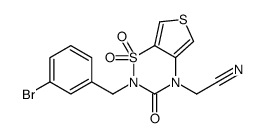 2-[2-[(3-bromophenyl)methyl]-1,1,3-trioxothieno[3,4-e][1,2,4]thiadiazin-4-yl]acetonitrile结构式