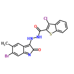 N'-(6-Bromo-5-methyl-2-oxo-2H-indol-3-yl)-3-chloro-1-benzothiophene-2-carbohydrazide结构式