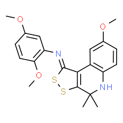 2,5-dimethoxy-N-[(1Z)-8-methoxy-4,4-dimethyl-4,5-dihydro-1H-[1,2]dithiolo[3,4-c]quinolin-1-ylidene]aniline结构式