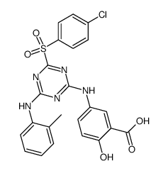 5-[4-(4-chloro-benzenesulfonyl)-6-(2-methyl-anilino)-[1,3,5]triazin-2-ylamino]-2-hydroxy-benzoic acid Structure