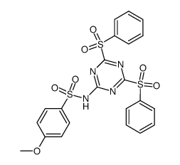 N-(4,6-bis-benzenesulfonyl-[1,3,5]triazin-2-yl)-4-methoxy-benzenesulfonamide结构式