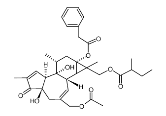 ((1bS,4aR,7aS,7bR,8R,9aS)-3-(acetoxymethyl)-4a,7b-dihydroxy-1,6,8-trimethyl-5-oxo-9a-(2-phenylacetoxy)-1a,1b,4,4a,5,7a,7b,8,9,9a-decahydro-1H-cyclopropa[3,4]benzo[1,2-e]azulen-1-yl)methyl 2-methylbutanoate结构式