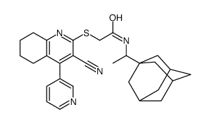 N-[1-(1-adamantyl)ethyl]-2-[(3-cyano-4-pyridin-3-yl-5,6,7,8-tetrahydroquinolin-2-yl)sulfanyl]acetamide结构式