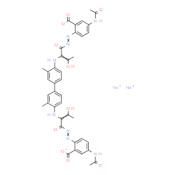 disodium 2,2'-[(3,3'-dimethyl[1,1'-biphenyl]-4,4'-diyl)bis[imino[1-(1-hydroxyethylidene)-2-oxoethylene]azo]]bis[5-acetamidobenzoate] structure