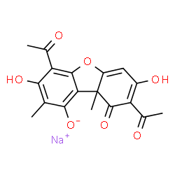 (+)-2,6-diacetyl-1,7,9-trihydroxy-8,9b-dimethyldibenzofuran-3(9bH)-one, monosodium salt结构式