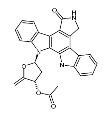 (3S,5R)-2-methylene-5-(7-oxo-6,7-dihydro-5H-indolo[2,3-a]pyrrolo[3,4-c]carbazol-12(13H)-yl)tetrahydrofuran-3-yl acetate结构式